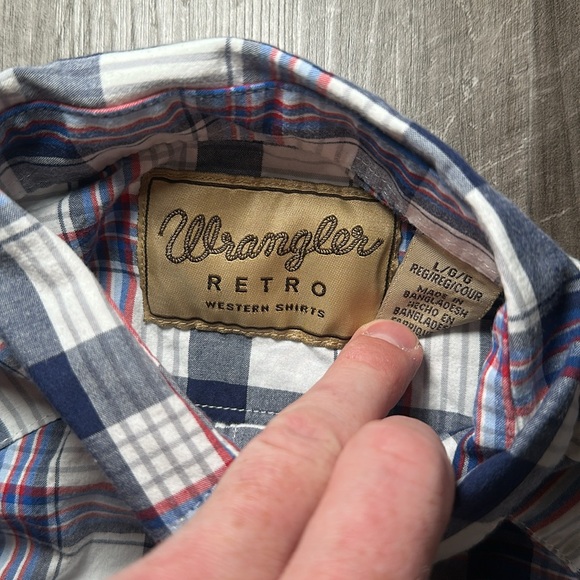 Wrangler Retro Western Plaid Long Sleeve Pearl Snap - Large - Picture 5 of 5